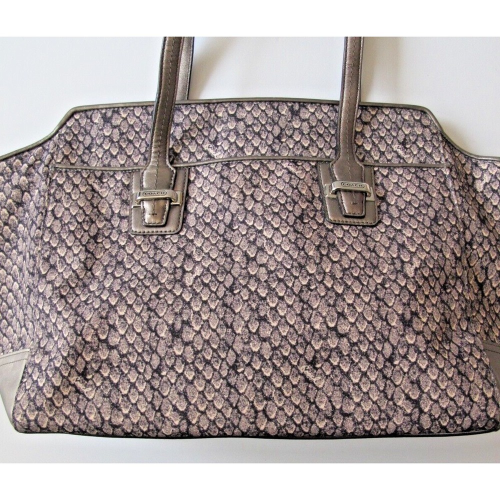 Coach Handbag Purse Taylor F26034 Satchel Pewter Gray Black Leather Tote - Picture 4 of 13
